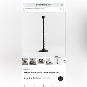 Crate&Barrel Black Metal Taper Holder